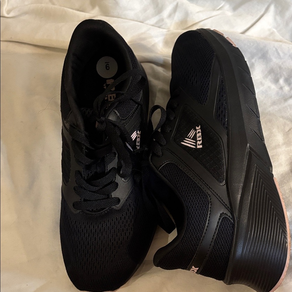 Reebok Black and Pink Mesh Sneakers